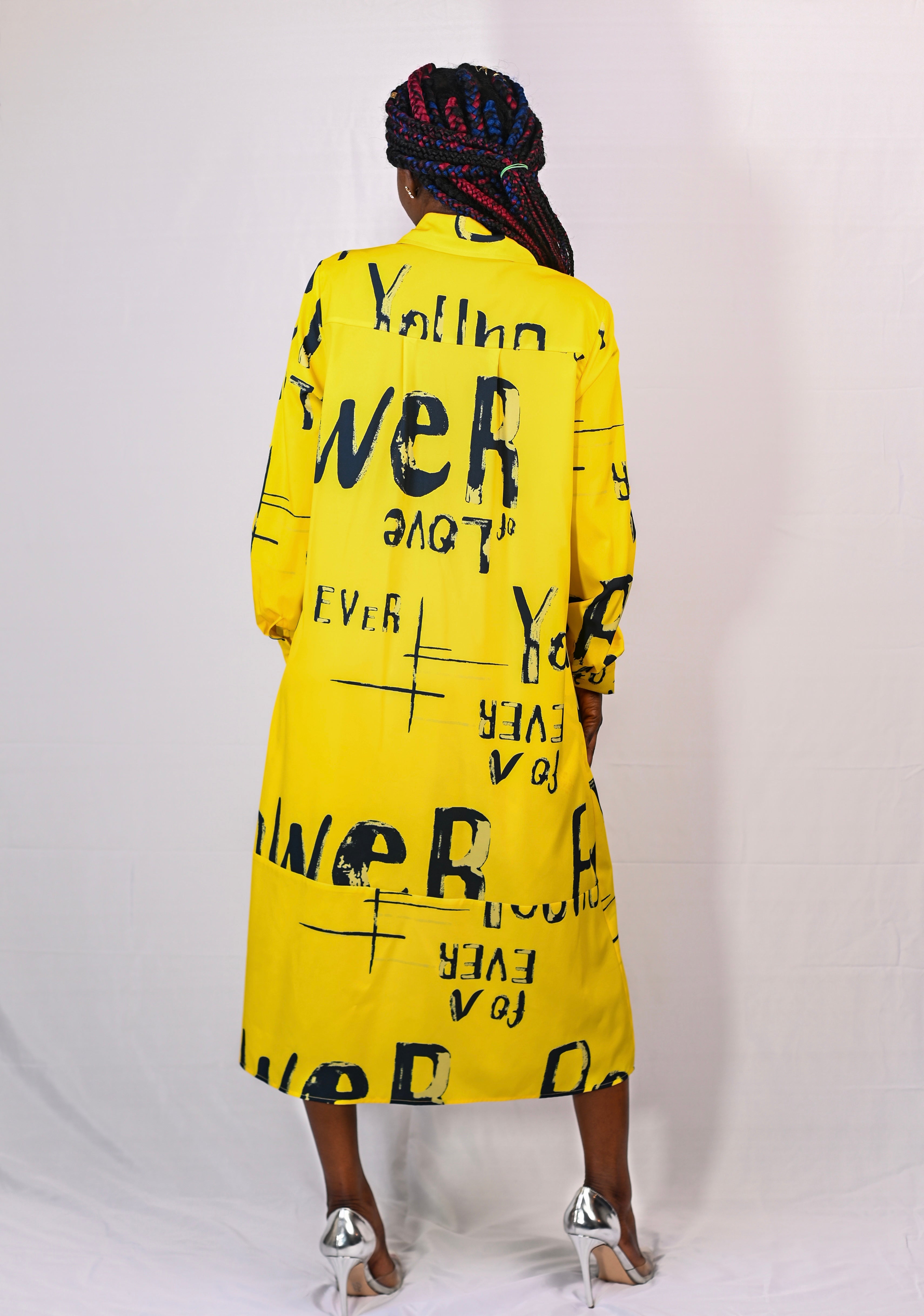 Button Down Lettering Print Dress